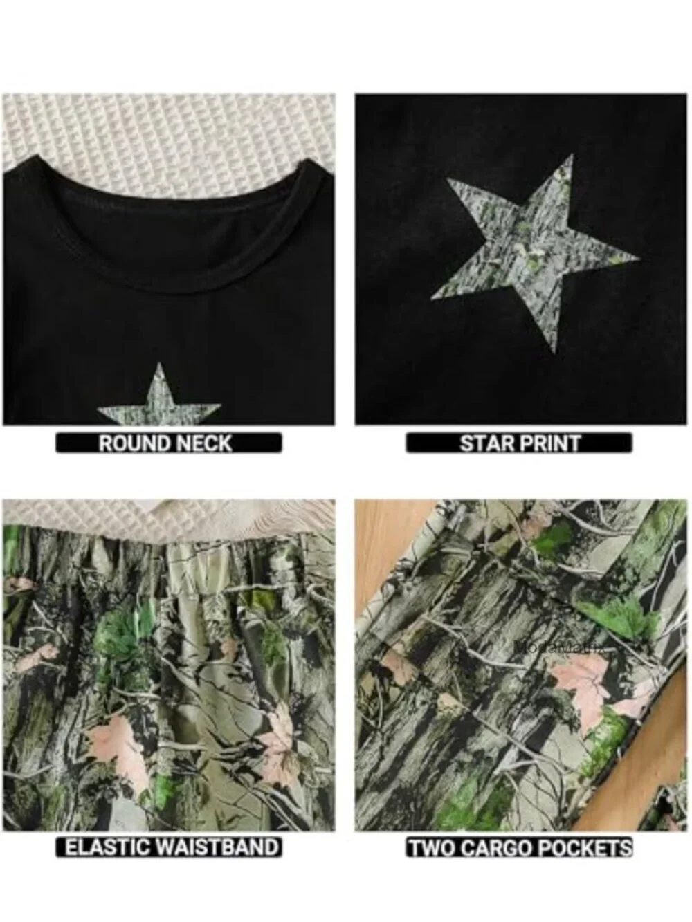 Girls 2-Piece T-Shirt & Wide-Leg Cargo Pants Set with Pockets